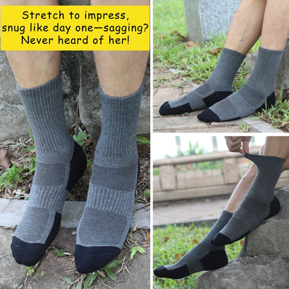 6 Pairs Unisex Hiking Socks Mid Crew Anti Slip Cushioning