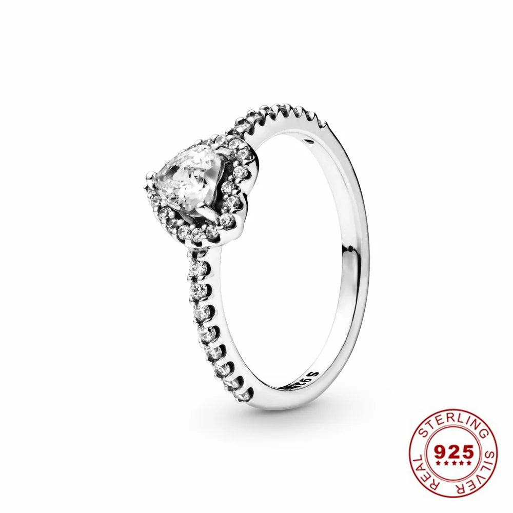 Hot Sale Original 925 Sterling Silver Tiara Heart Sparkling Wedding Ring for Women with Crystals PAR301