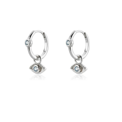 Elegant Water Lake Blue Zircon Hoop Earrings for Women Minimalist Circle Dangle Jewelry Accessories