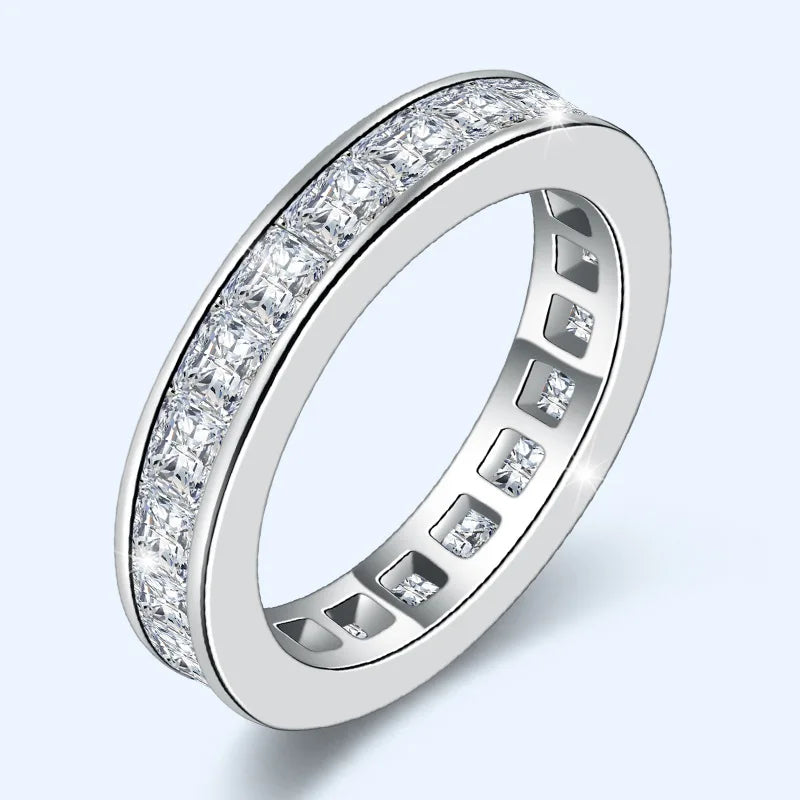 Luxury Pave AAAAA CZ 925 Sterling Silver Engagement Wedding Ring for Women and Men Vintage Party Jewelry Gift