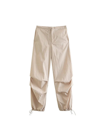Women Parachute Cargo Pants High Waist Jogger Boot Cut