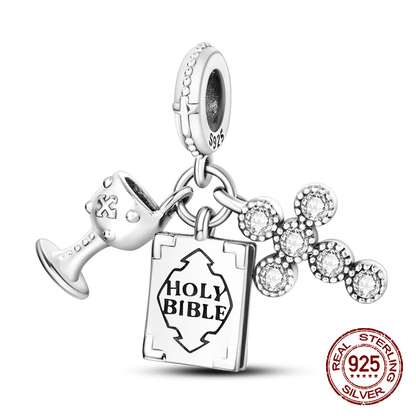 Inlaid Zircon Heart Charm Beads 925 Sterling Silver Dangle for Bracelets SMC3954