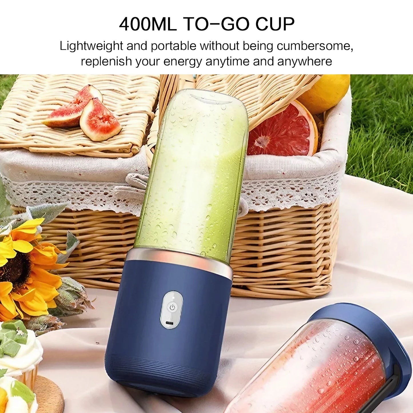 Compact 400ml Dual Cup USB Juice Blender Gadget