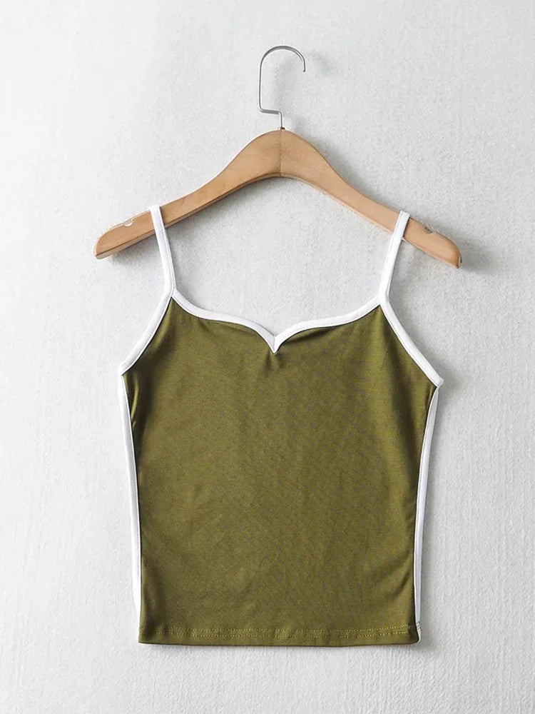 Black crop top summer sexy tops women 2024 spaghetti strap top casual v neck camis knit sleeveless cami top army green cami gray