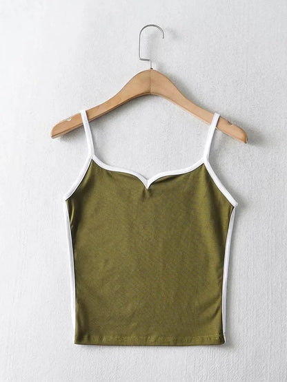 Black crop top summer sexy tops women 2024 spaghetti strap top casual v neck camis knit sleeveless cami top army green cami gray