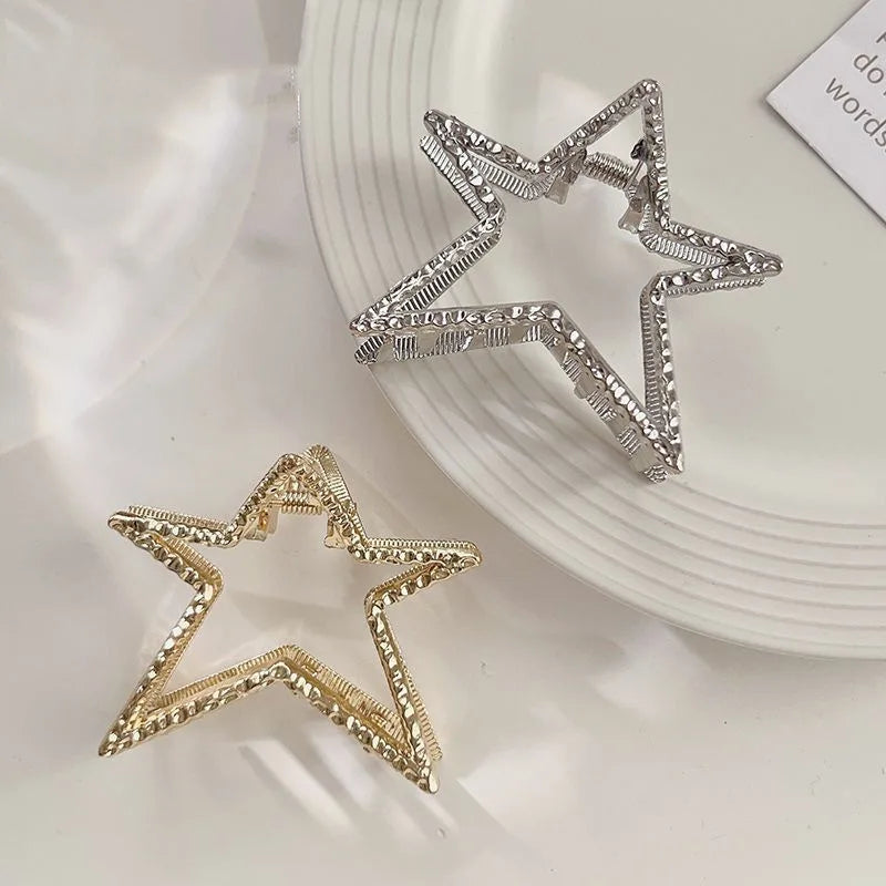 Korean Fashion Metal Star Hair Claw Clips for Women and Girls 2023