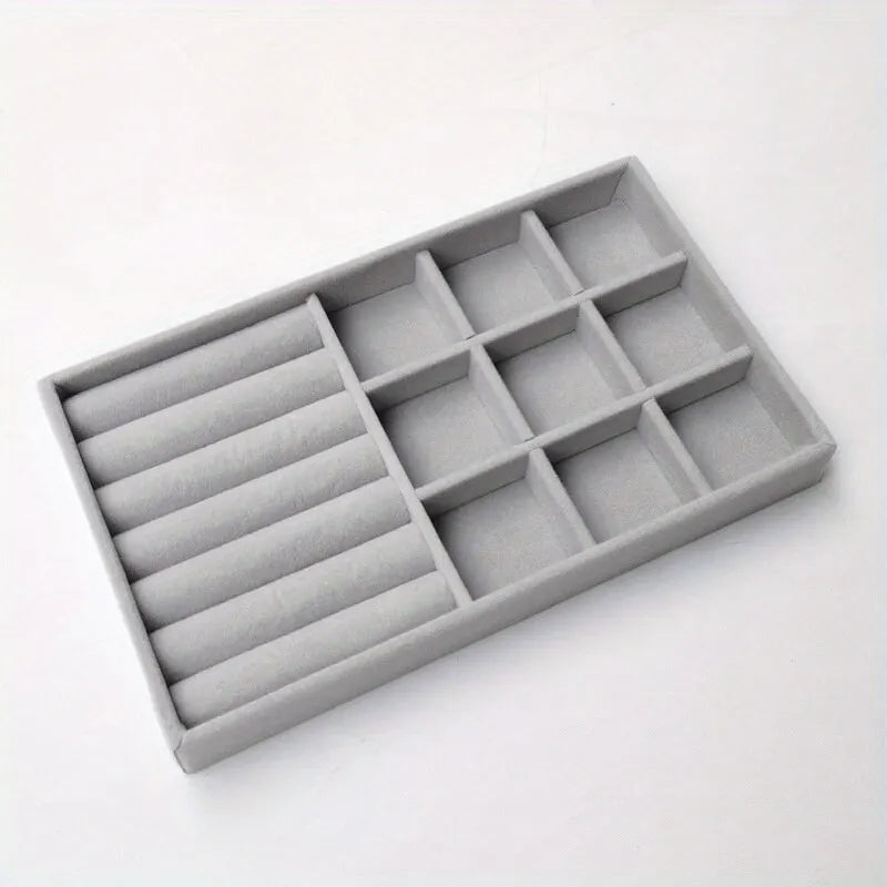 Velvet Jewelry Display Tray Exquisite Portable Organizer for Rings Earrings and Necklaces Type 2