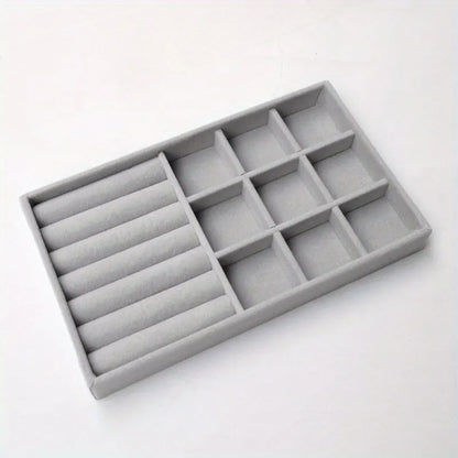 Velvet Jewelry Display Tray Exquisite Portable Organizer for Rings Earrings and Necklaces Type 2