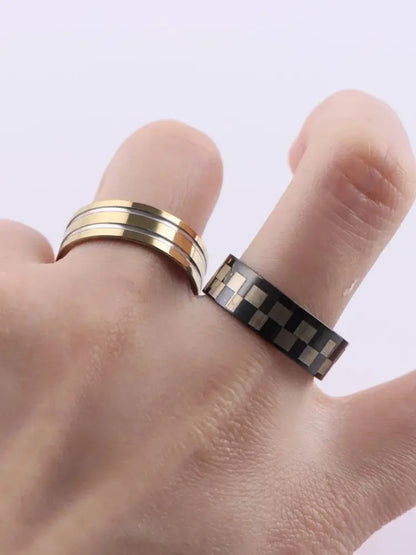 Fashion Unisex Stainless Steel Rings Set for Weddings and Parties