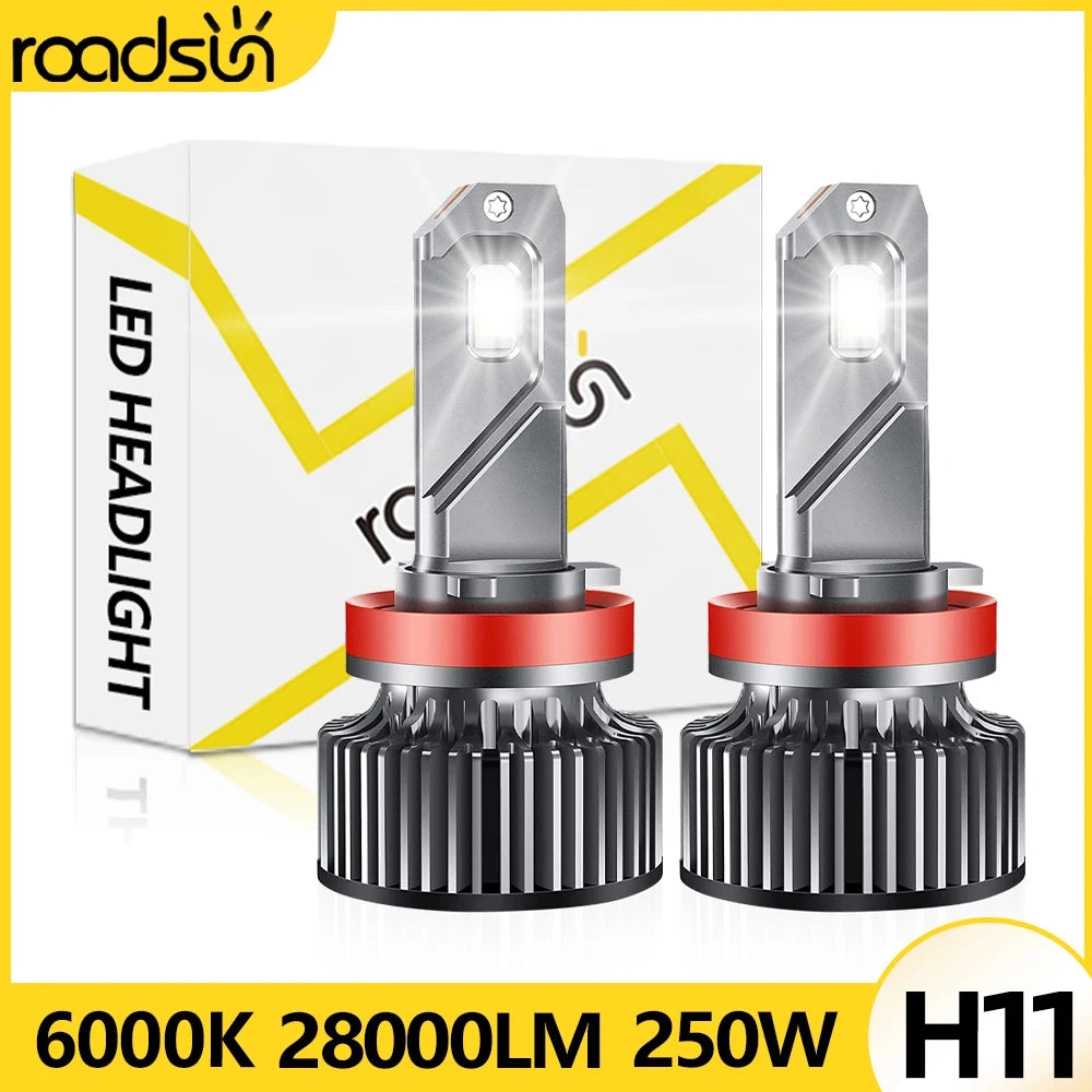 High-Performance Universal H11 LED Headlamp Set with CSP 3570 Chips and Advanced Cooling Fan