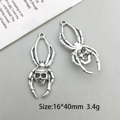 Antique Silver Spider Charms Set for DIY Halloween Jewelry Crafting
