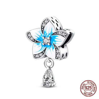 Elegant Sterling Silver Purple Flower Beads for DIY Jewelry and Charm Bracelets