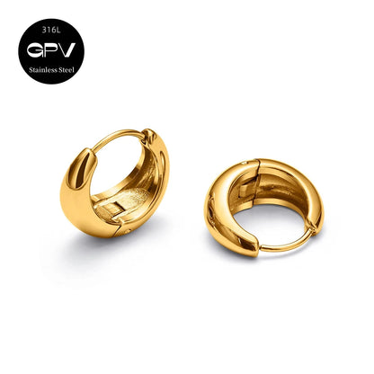 2PCS Women’s Light Luxury 316L Medical Stainless Steel Perforated Hoop Earrings