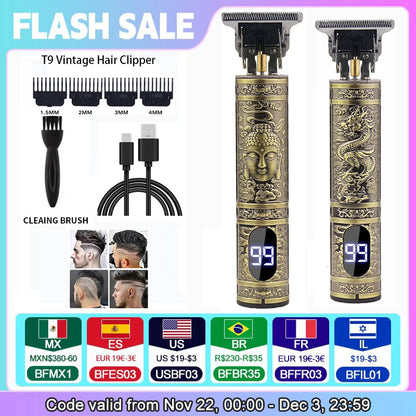 Portable Hair Cutting Machine T9 Vintage Trimmer USB Shaver