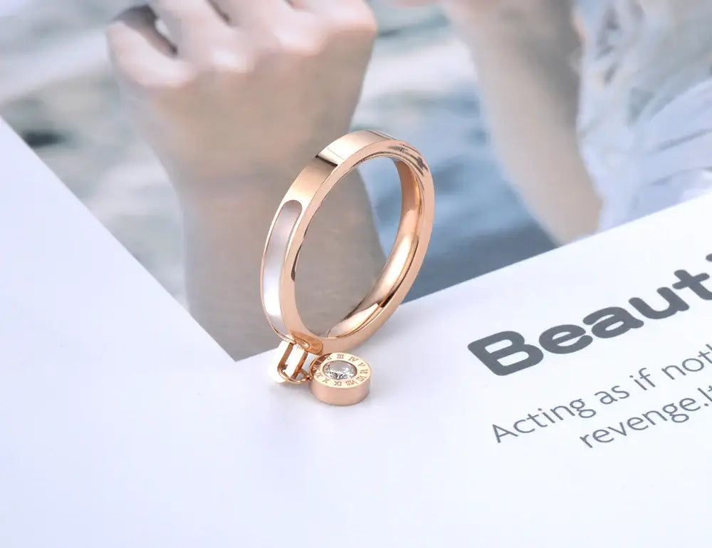 Lokaer Rose Gold Plated Titanium Steel Wedding Ring for Women 6