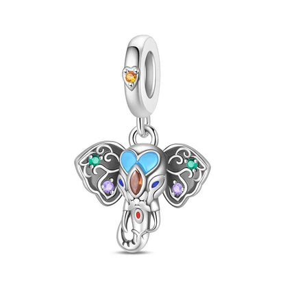 925 Sterling Silver Colorful Elephant Animal Charms for DIY Jewelry Necklace Bracelet Gifts