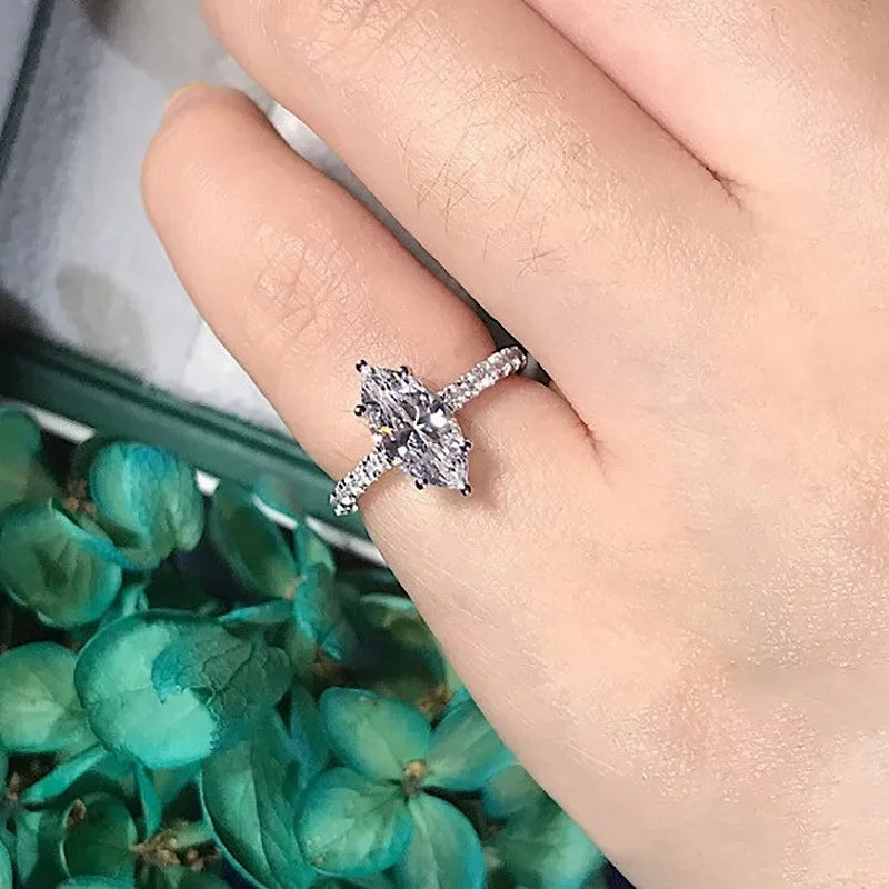Promise Marquise Cut 3ct Simulated Diamond Ring in 925 Sterling Silver for Women Elegant Engagement Wedding Jewelry Gift style 1