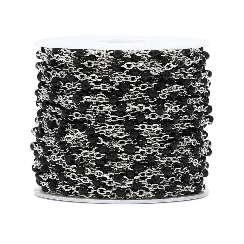 Colorful Enamel Stainless Steel Flat Cross Cable Chains for DIY Jewelry and Fancy Bracelets