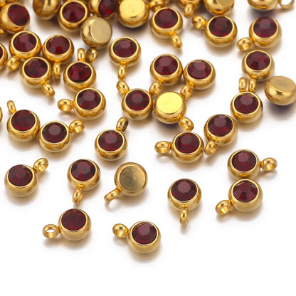 Colorful Crystal Stainless Steel Charms Set for DIY Jewelry Making