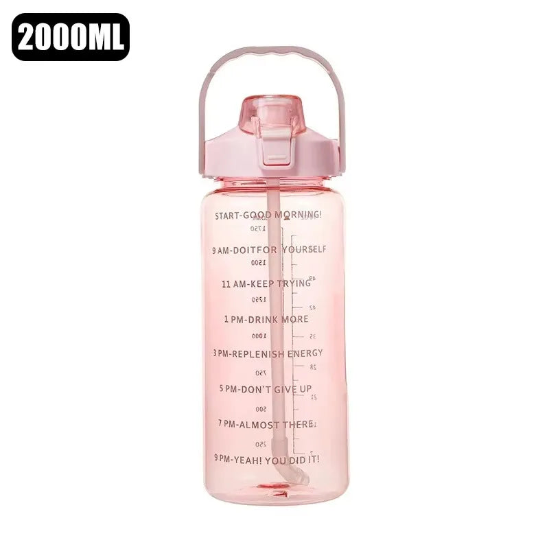 2L Leakproof Sport Water Bottle With Motivational Marks