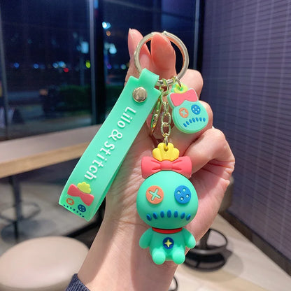 Kawaii Anime Disney Keychain Set Featuring Mickey Mouse, Minnie, Lilo & Stitch