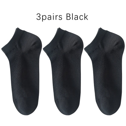 Men Cotton Ankle Socks 3 Pairs Breathable Mesh Lightweight