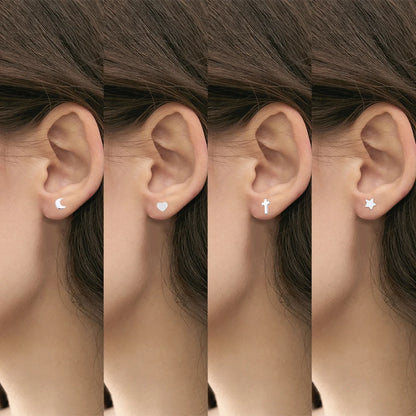 Elegant G23 Titanium Stud Earrings for Women - Classic Moon Design