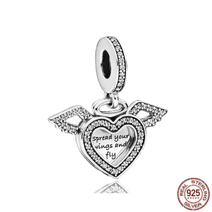 Original 925 Sterling Silver Linked Sister Hearts Openable Heart Locket Dangle Charm Beads for Necklace and Bracelet Jewelry