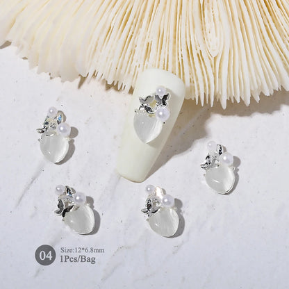 Elegant Gold Silver Metal Bowknot Nail Charm 3D Rhinestone Decor for DIY Manicure Art