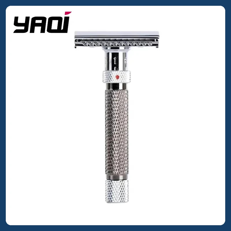 Yaqi Adjustable Stainless Steel Safety Razor For Men Chrome Gunmetal Finish