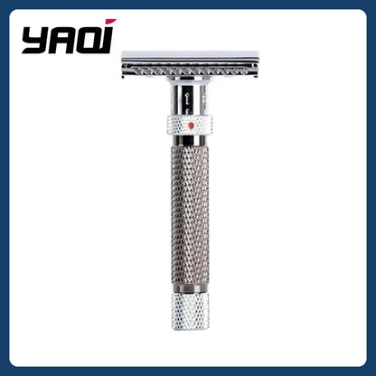 Yaqi Adjustable Stainless Steel Safety Razor For Men Chrome Gunmetal Finish