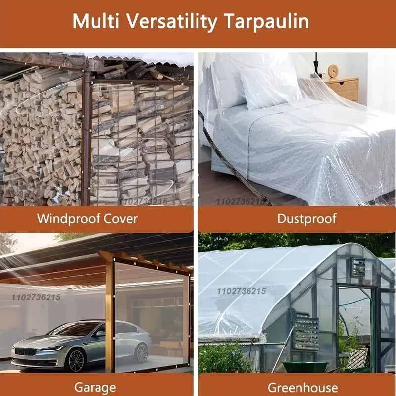 Transparent Lightweight Waterproof Tarpaulin Cover Rainproof Shading Cloth for Outdoor Garden Shelter