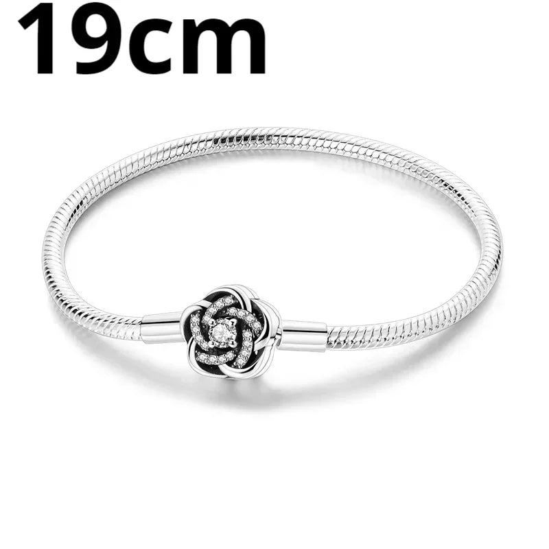 925 Sterling Silver Adjustable Gold Cross Virgin Mary Blue Eye Zircon Charm Bracelet for Women Birthday Gift