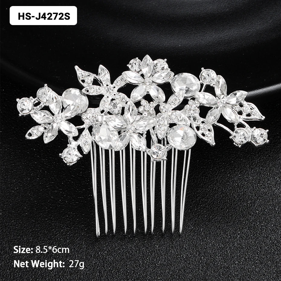 Efily Classic Silver Wedding Hair Combs - Crystal Rhinestone Bridal Accessories HS-J4272S Hair Combs