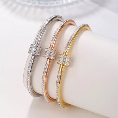 Rotating Lucky Diamond Bangle Women's Fashion Stainless Steel Bracelet