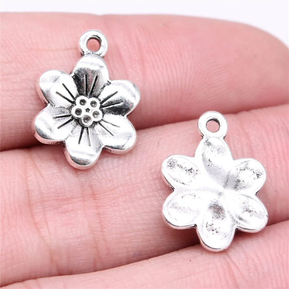 20Pc Antique Silver Sunflower Daisy Charms For Bracelets