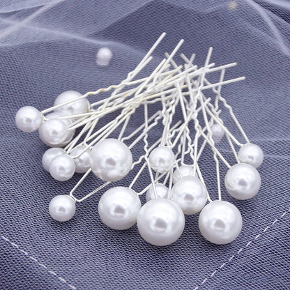 Luxury U Shaped Rhinestone Barrette Clip with Simulated Pearl Bridal Tiara Hair Accessory for Weddings and Special Occasions