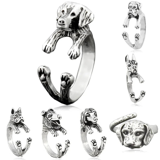 Vintage Labrador Retriever Wrap Ring Adjustable Fashion Jewelry for Women and Men
