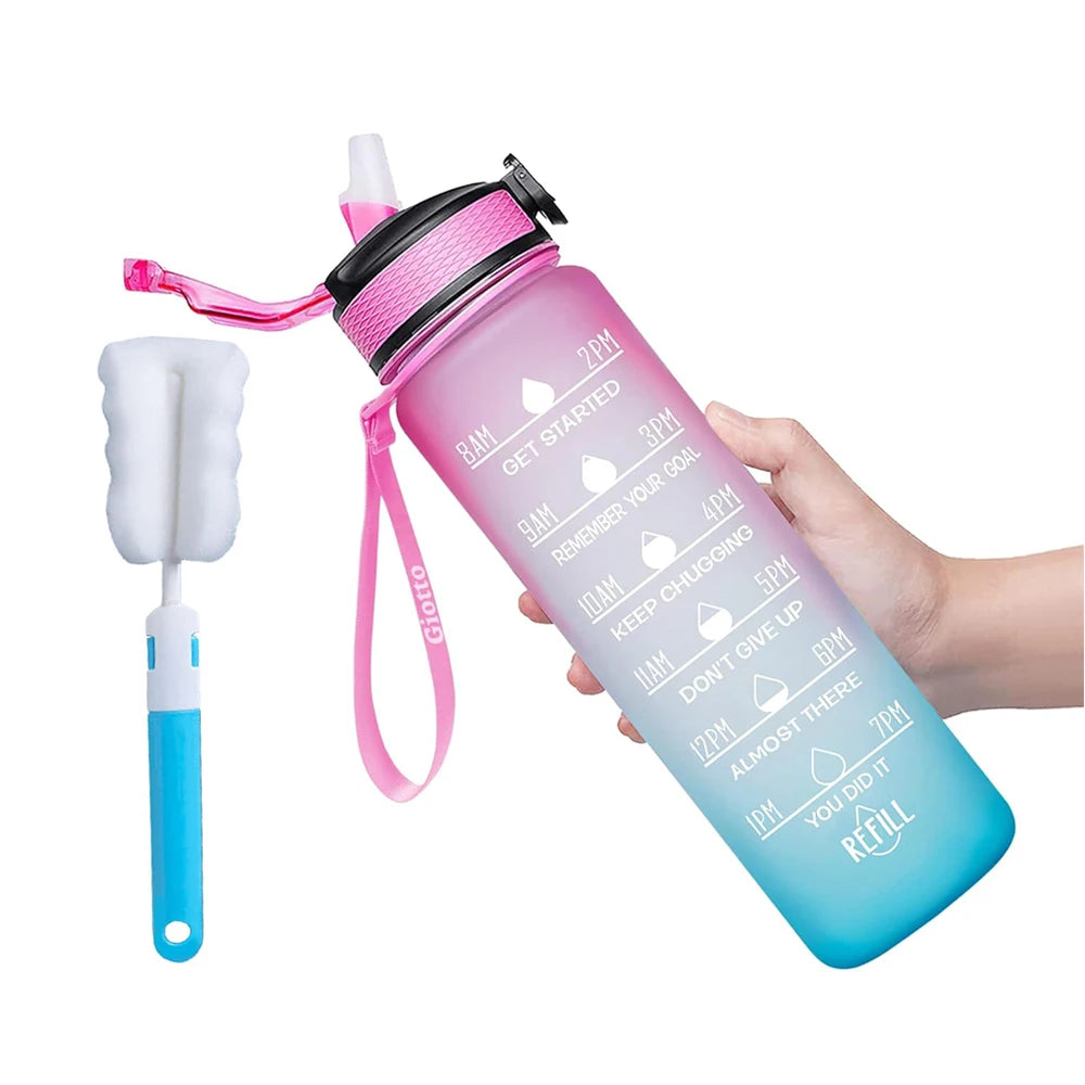 32 Oz Motivational Water Bottle With Straw And Strap