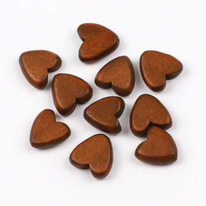 Multicolor Natural Wood Heart Shape Beads Set for DIY Jewelry and Bracelet Making