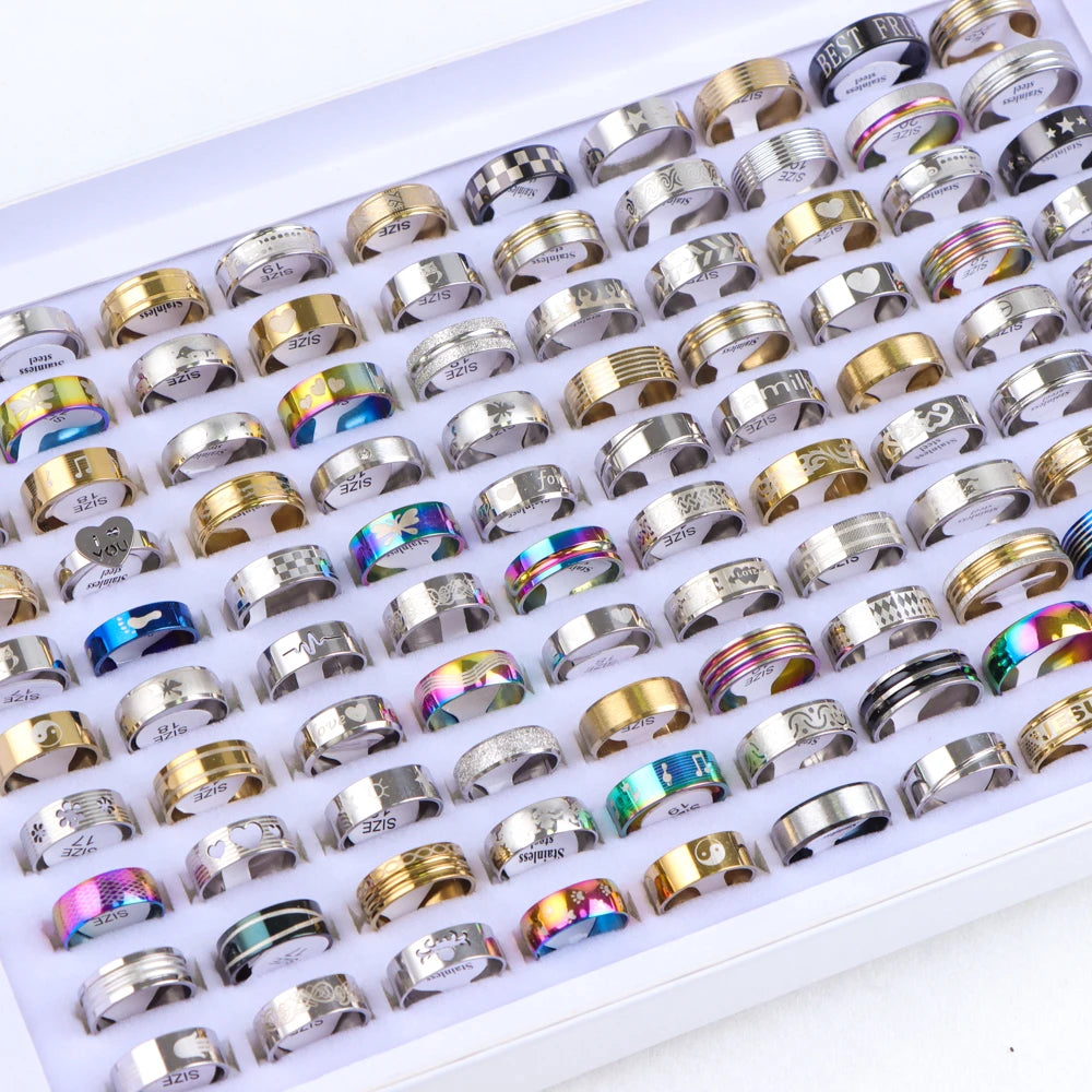 Fashion Unisex Stainless Steel Rings Set for Weddings and Parties