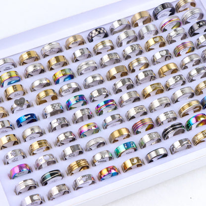 Fashion Unisex Stainless Steel Rings Set for Weddings and Parties