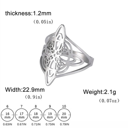 Skyrim Witchcraft Stainless Steel Witch Knot Ring Wicca Triquetra Celtic Amulet Protection Jewelry for Men and Women