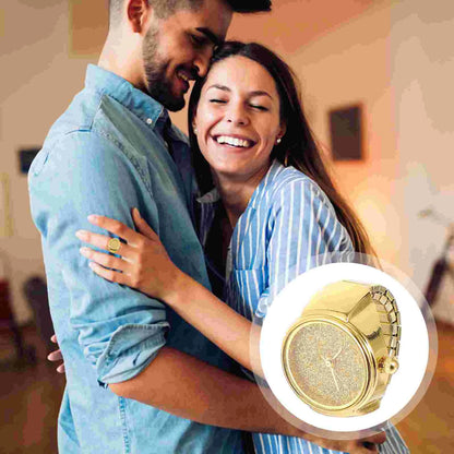 Elegant Unisex Glitter Ring Watch with Quartz Movement and Vintage Style
