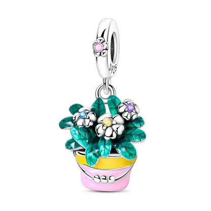 925 Sterling Silver Little Bear Butterfly Flower Fish Charms Beads for DIY Jewelry and Gift Bracelets