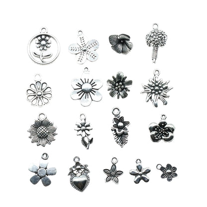 20Pc Antique Silver Sunflower Daisy Charms For Bracelets