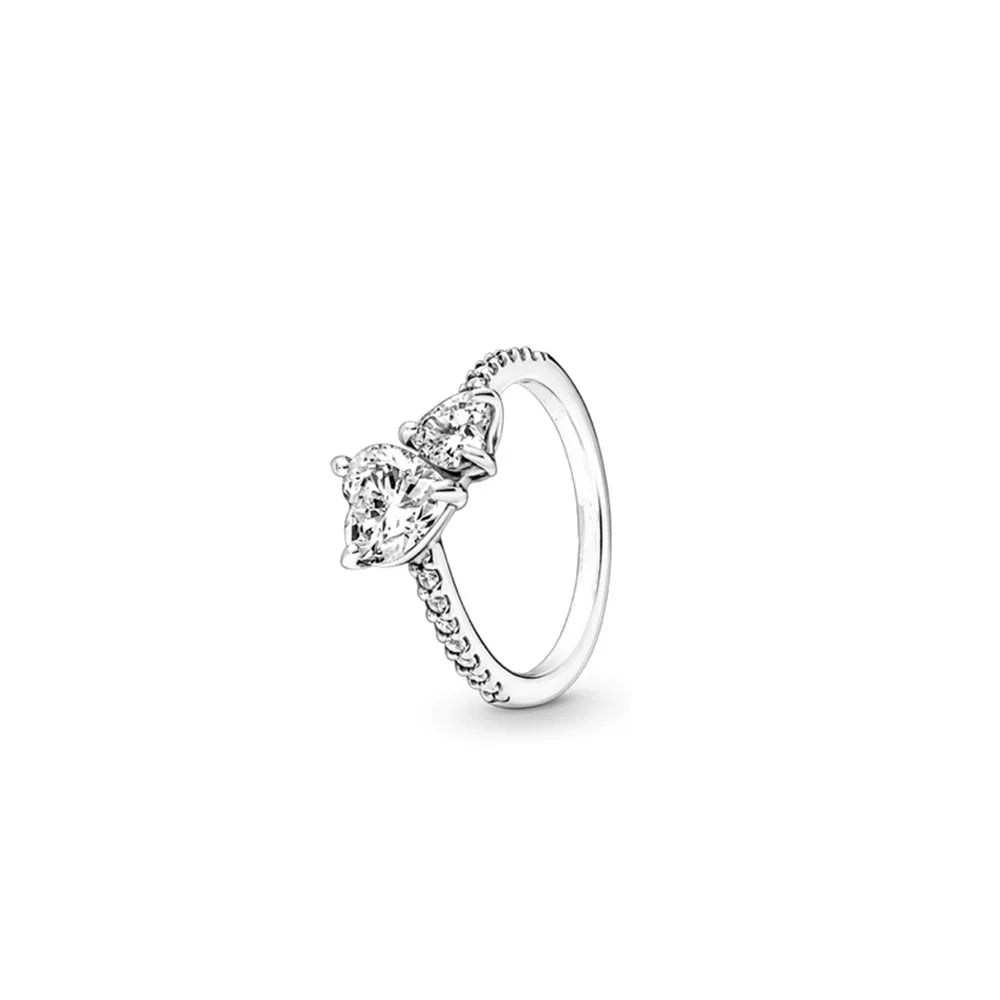 Elegant 925 Sterling Silver Pink Heart Ring for Weddings and Valentine's Day Gifts B2962