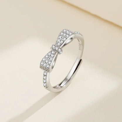 Elegant 925 Sterling Silver Heart Zircon Adjustable Ring for Women