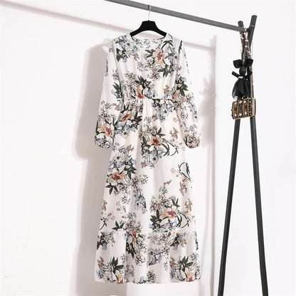 Spring Summer Women Maxi Dresses Casual Full Sleeve Floral 8
