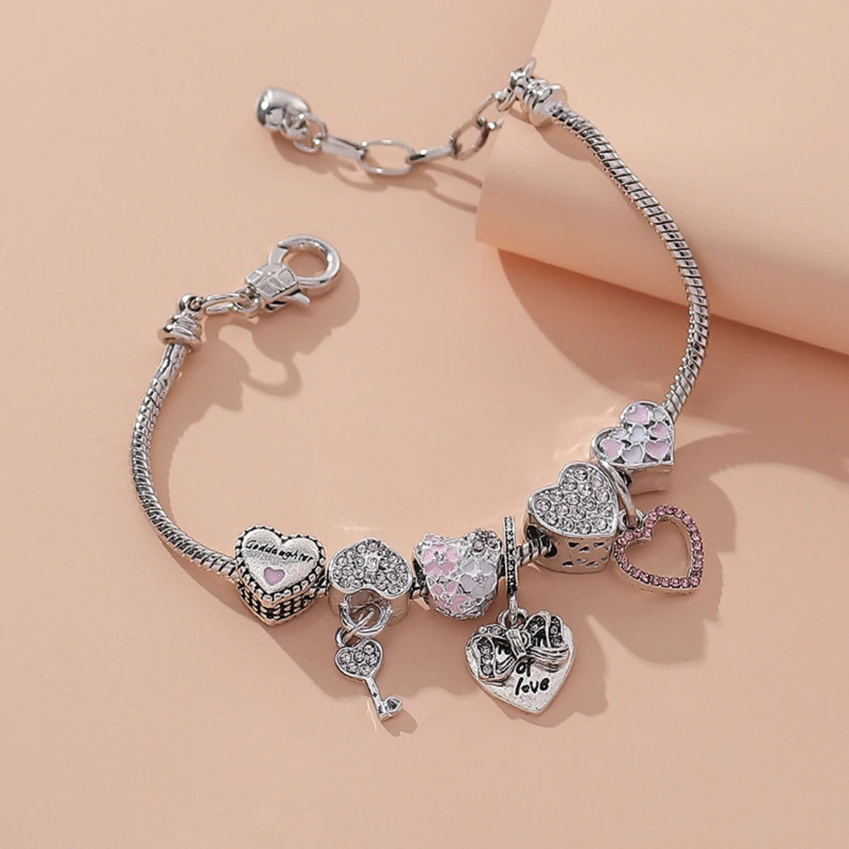 Women's Fashion Beaded Love Bracelet Exquisite Sterling Silver Jewelry for Every Occasion 7684